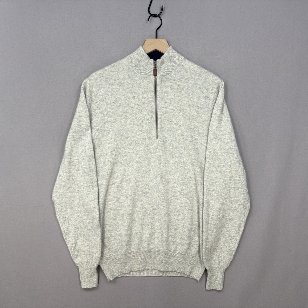 Turtleson Mens L Gray 100% Cashmere Quarter Zip Pullover Sweater Golf Luxury EUC